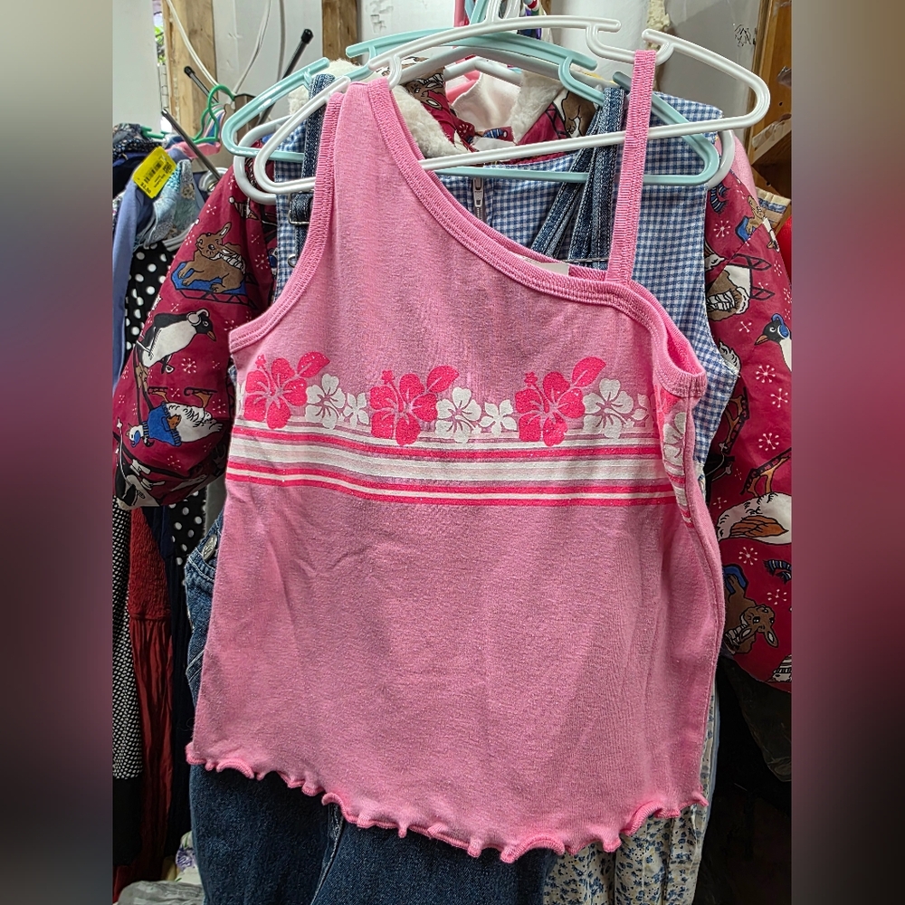 Sport-Tek Pink Floral Kids Tank Top